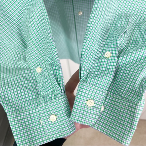 Ralph Lauren Classic Fit Plaid Long Sleeve Button Down Shirt Green Blue Sz 18 - Picture 4 of 10